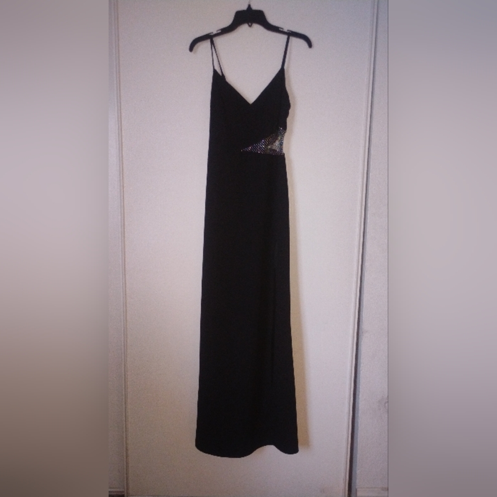 Black Slip Dress with Spaghetti Straps and V-Neckline